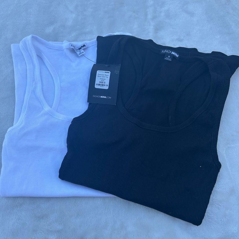 Fashion Nova Women's Black and White Tank Tops